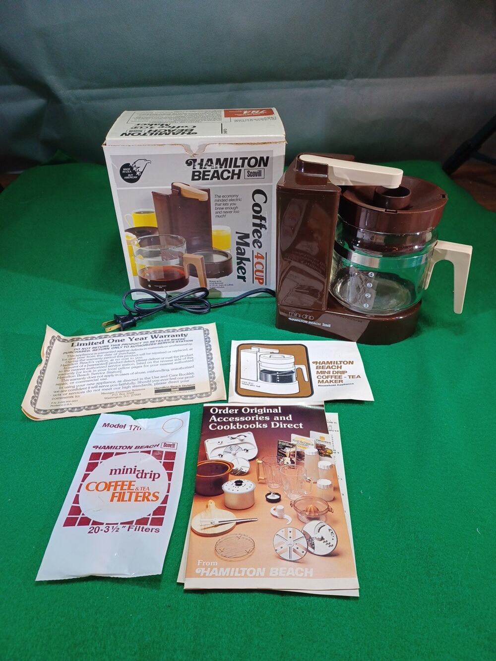 Vintage HAMILTON BEACH Mini Drip Coffee Maker 4 Cup #784 Brown TESTED Works